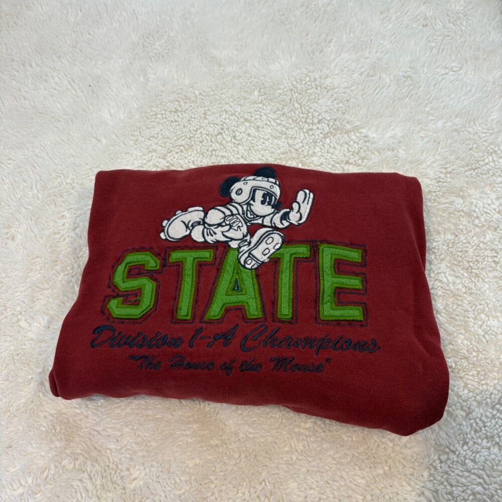Disney Mickey Mouse Red Division Football Crew Neck Sweater XL Cotton College